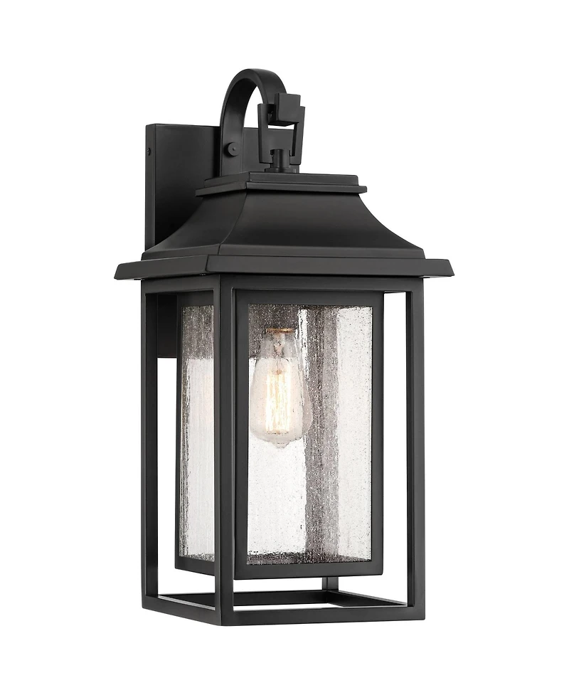 John Timberland Cecile 21.25 High Mission Outdoor Wall Light Fixture Mount Porch House Box Lantern Weatherproof Black Clear Glass Shade
