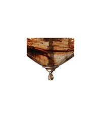 Franklin Iron Works Amber Scroll Golden Bronze Silver Pendant Chandelier 24 3/4" Wide Rustic Art Glass Bowl Fixture for Dining Room House Foyer Kitche