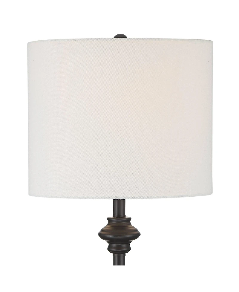360 Lighting Lynn Modern Industrial Table Lamp Set of 2 with Round Risers 27 Inches Tall Drum Shade for Bedroom Living Room Bedside Nightstand Office
