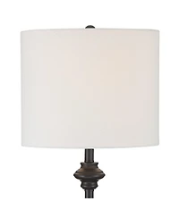 360 Lighting Lynn Modern Industrial Table Lamp Set of 2 with Round Risers 27 Inches Tall Drum Shade for Bedroom Living Room Bedside Nightstand Office