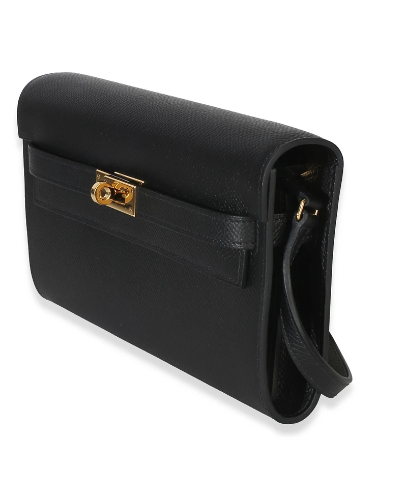 Pre-Owned Hermes Black Epsom Kelly To Go Wallet Ghw