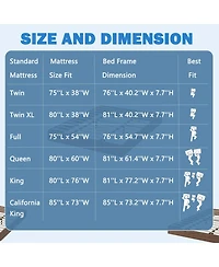 homfan Wood Platform Bed Frame,Bed Frame Without Headboard, Wood Slat Support,No Box Spring Needed