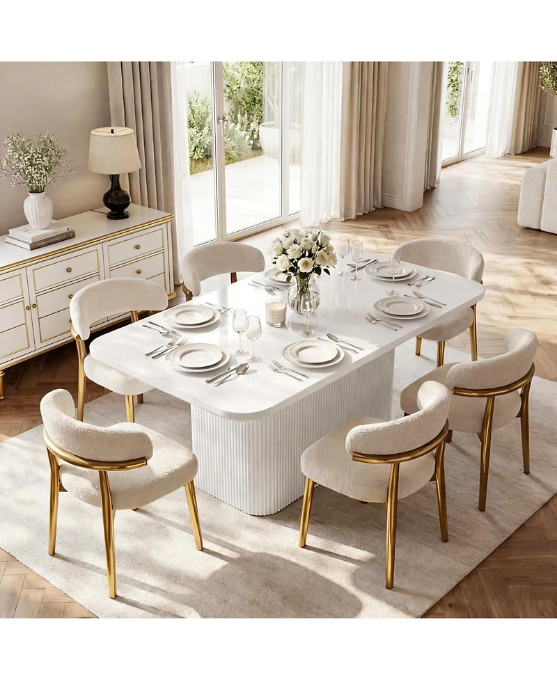 Tribesigns 63 inches Dining Table with Fluted Pedestal, Modern Kitchen Table for 4-6 People, Dining Room Table with 1.5 inches Thick Tabletop