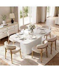 Tribesigns 63 inches Dining Table with Fluted Pedestal, Modern Kitchen Table for 4-6 People, Dining Room Table with 1.5 inches Thick Tabletop