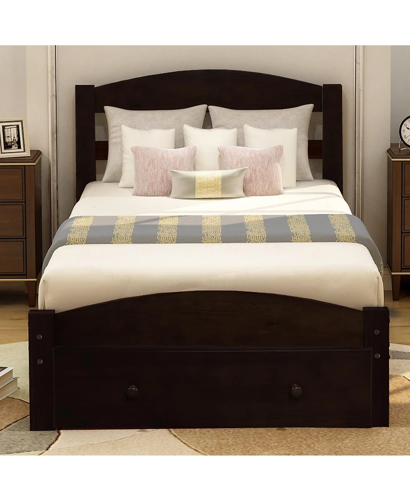 Sailvan Platform Twin Bed Frame with Storage Drawer and Wood Slat Support No Box Spring Needed