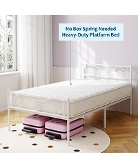 homfan Metal Bed Frame with Headboard and Footboard, Platform Underbed Storage, Steel Slat Support, No Box Spring Needed