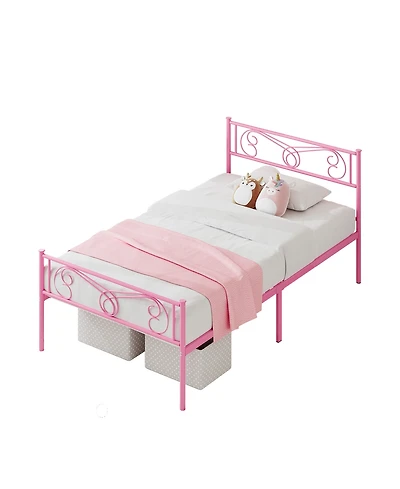 homfan Metal Bed Frame with Headboard and Footboard, Platform Underbed Storage, Steel Slat Support, No Box Spring Needed