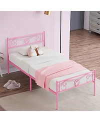 homfan Metal Bed Frame with Headboard and Footboard, Platform Underbed Storage, Steel Slat Support, No Box Spring Needed