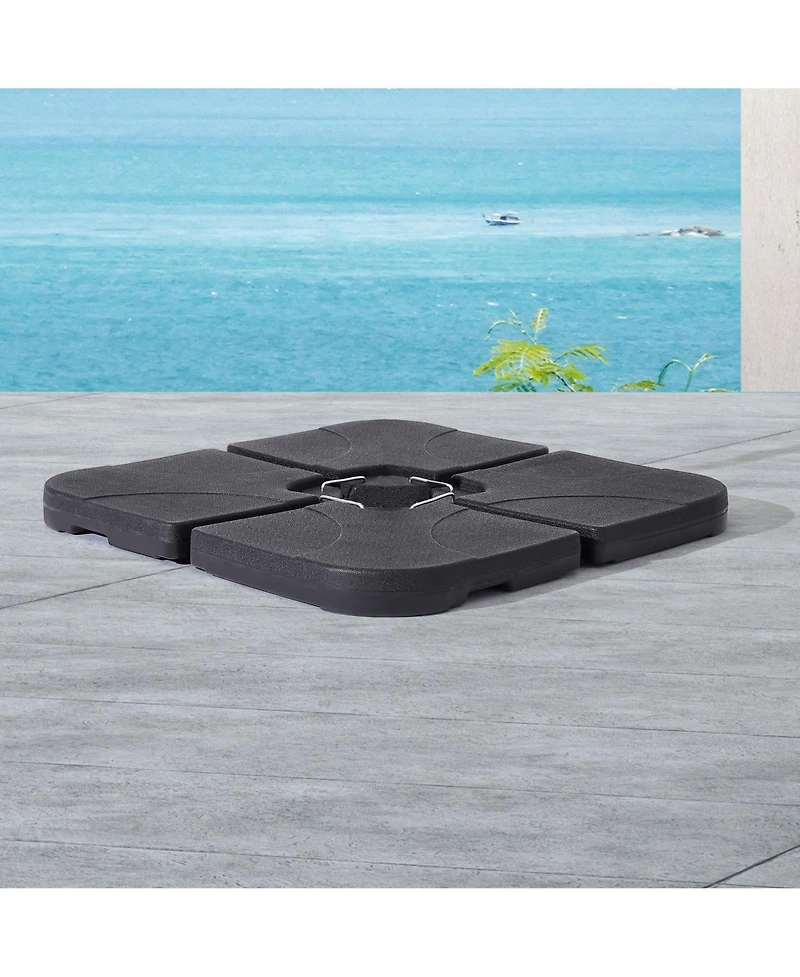 Bonosuki 4 Piece Patio Cantilever Umbrella Weighted Base, Square Offset Umbrella Stand Filled With Water or Sand