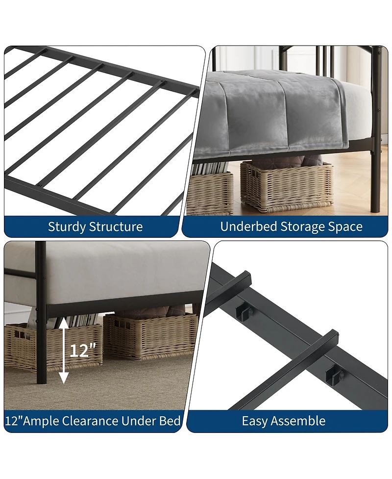 homfan Twin Metal Daybed Frame with Steel Slat Support and Underbed Storage Space, Modern Sofa Bed for Bedroom or Guest Room