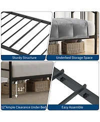 homfan Twin Metal Daybed Frame with Steel Slat Support and Underbed Storage Space, Modern Sofa Bed for Bedroom or Guest Room
