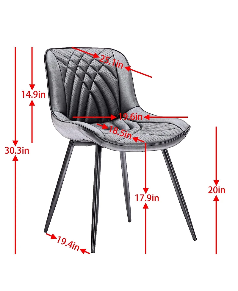 Clihome Dining Chairs Set of 2 Mid Century Modern Kitchen Chair Comfortable Upholstered Faux Leather Dinner Chairs for Kitchen Dining Room