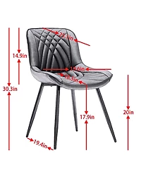 Clihome Dining Chairs Set of 2 Mid Century Modern Kitchen Chair Comfortable Upholstered Faux Leather Dinner Chairs for Kitchen Dining Room