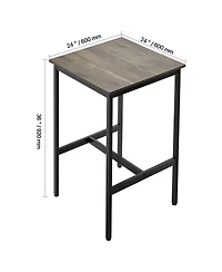 flynama 24" Compact Modern Metal and Wood Bar Table