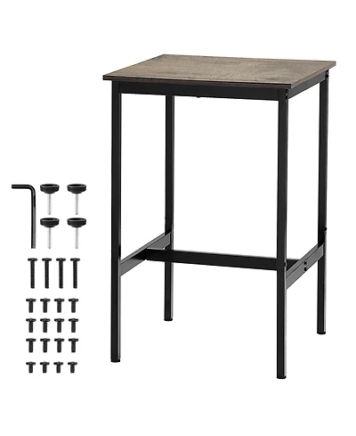 flynama 24" Compact Modern Metal and Wood Bar Table