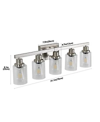 Busdays 31 Inch Modern 5 Light Bathroom Vanity Light Fixture Brushed Nickel with Clear Glass Shades for Bathroom Vanity Dressing Area No Bulbs