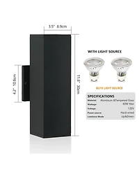 Busdays 2 Pack Outdoor Wall Sconce Modern Up Down Weatherproof Wall Light Aluminum Exterior Wall Mount Fixture for Porch Patio Garage