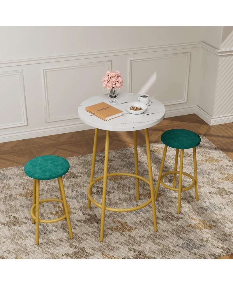 flynama 3-Piece Modern Pub Bar Table Set with 2 Stools