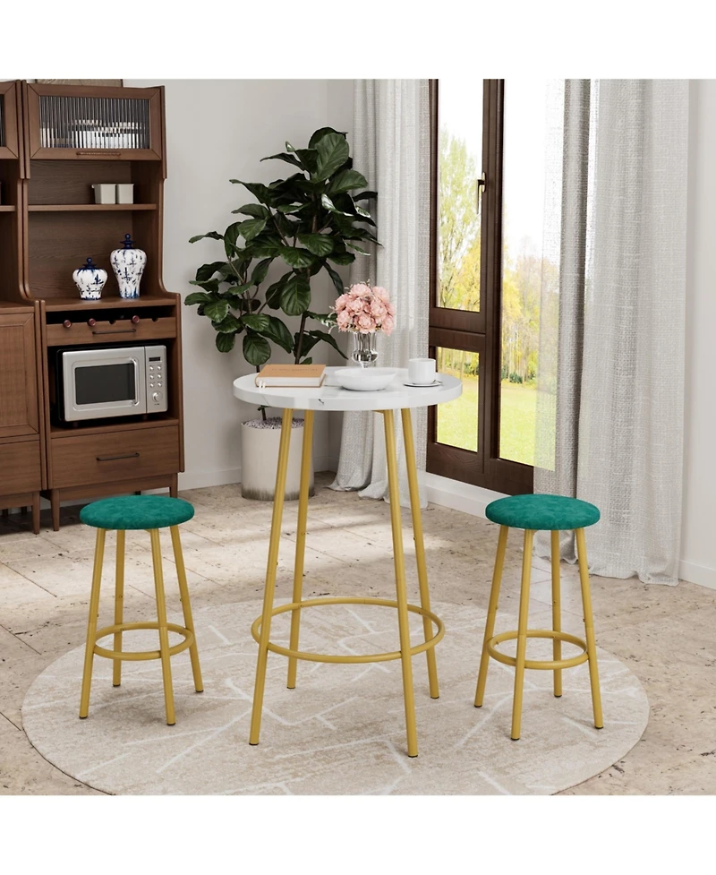 flynama 3-Piece Modern Pub Bar Table Set with 2 Stools