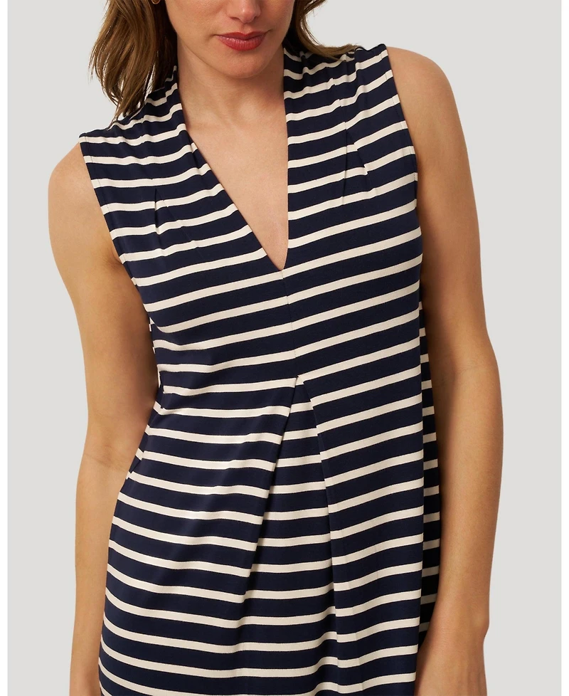 Cable & Gauge Women's Invert Pleat Stripe Maxi Dress