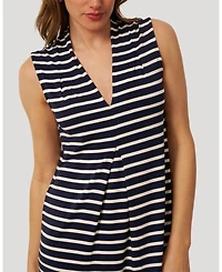 Cable & Gauge Women's Invert Pleat Stripe Maxi Dress