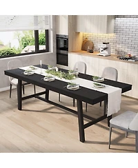 homfan Extendable Dining Table for 6-8, Industrial Rectangular Kitchen with Metal Frame, Expandable Wood-Top