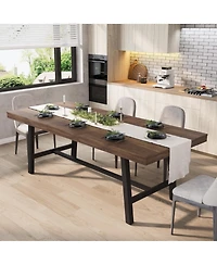 homfan Extendable Dining Table for 6-8, Industrial Rectangular Kitchen with Metal Frame, Expandable Wood-Top