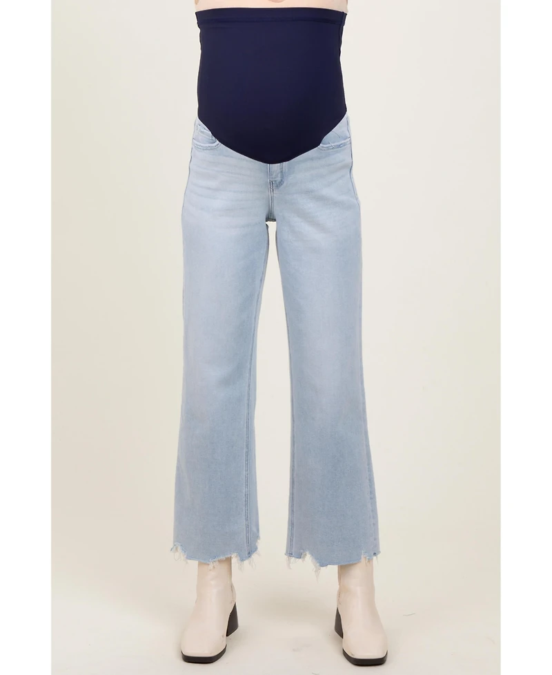 Pinkblush Maternity Distressed Hem Slim Wide Leg Jeans