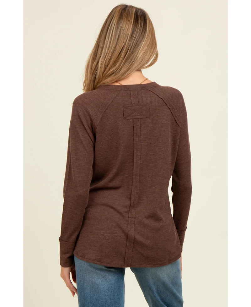 Pinkblush Maternity Beige Baby Waffle Knit Long Sleeve Top