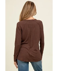 Pinkblush Maternity Beige Baby Waffle Knit Long Sleeve Top