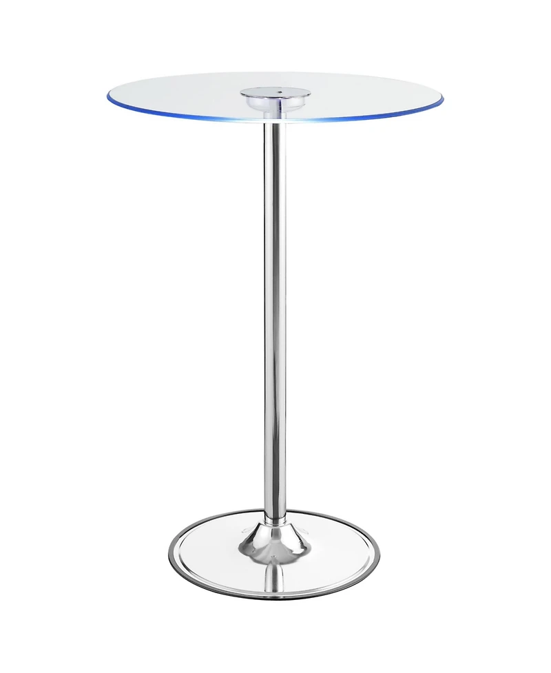 flynama Chrome Glass Top Led Bistro Bar Table with Dimmable Light