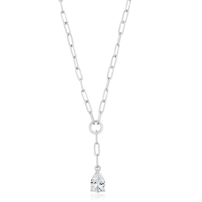 Simona Timeless Pearshaped Cz Paperclip Necklace