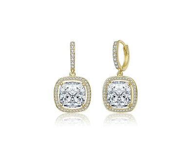 Rachel Glauber Elegant 14K Gold Plated Square Cz Huggie Drop Earrings