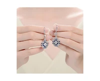 Rachel Glauber White Gold Plated Geometric Cz Statement Drop Earrings