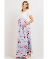 Hello Miz Maternity Floral Empire Waist Maxi Dress with Pockets