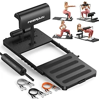 Fed Fitness 6-in-1 adjustable hip thrust machine with padded bar, resistance bands, and durable steel frame-ideal for glute, squat, and home workouts.