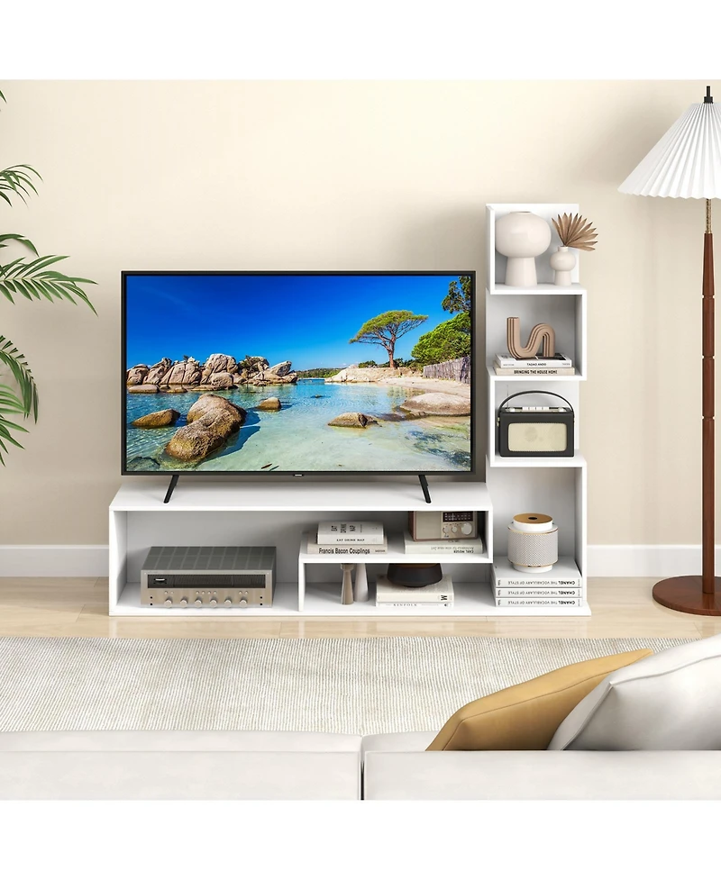 Gymax Cube Tv Stand for TVs up to 50inch Media Console Table with L-shaped Storage Shelves