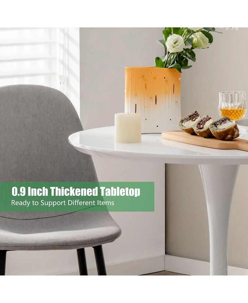Gymax 32'' Modern Tulip Kitchen Table Round Dining Table with Mdf Top and Metal Pedestal Base