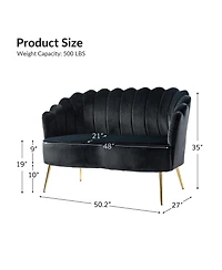 Hulala Home Hendrix Contemporary 50.2" Velvet Loveseat Sofa with Metal Legs