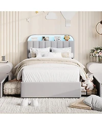 gaomon Twin Size Bed Frame with 2 Flexible Drawers