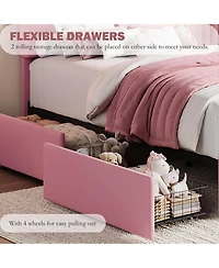 gaomon Twin Size Bed Frame with 2 Flexible Drawers