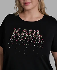 Karl Lagerfeld Paris Plus Cotton-Blend Logo Print T-Shirt