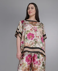 Karl Lagerfeld Paris Plus Printed Boat Neck Top