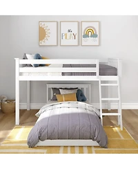 Max & Lily Low Loft, White with Classic Twin Floor Bed
