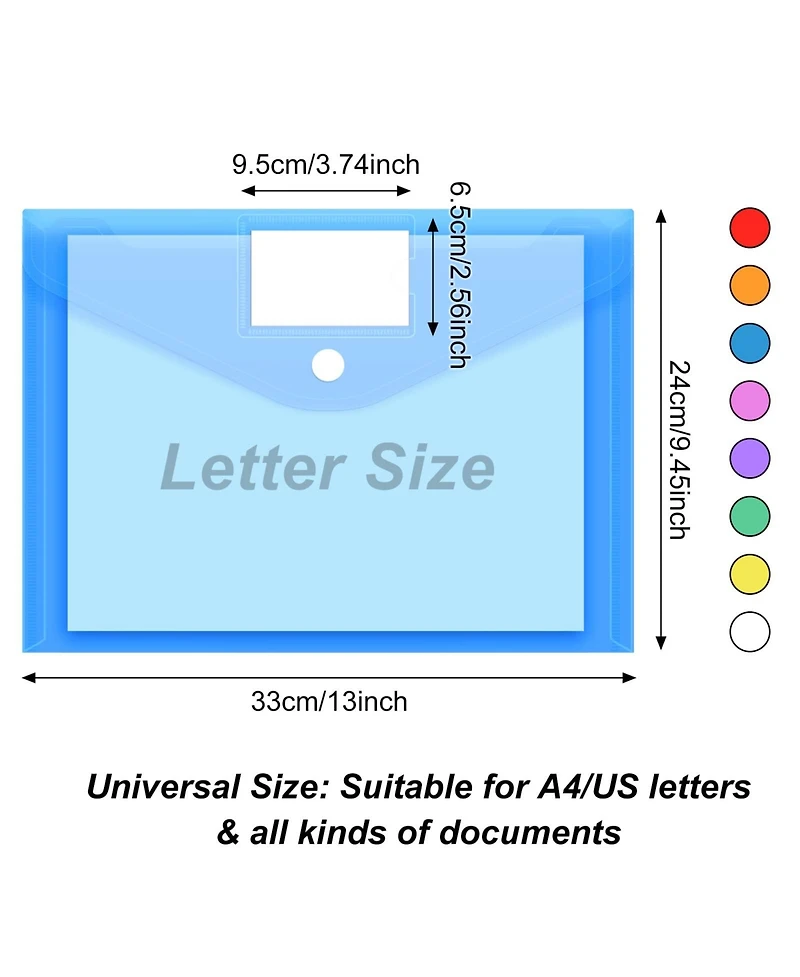 Gnuadz Plastic Envelopes File Folders Hook Loop Closure Label Pocket A4 School Office