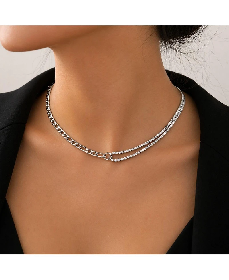 Rebl Jewelry Silver Cz Chain Necklace
