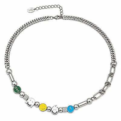 Rebl Jewelry Silver Smiley Charm Necklace