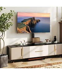 Gymax Rolling Tv Stand on Wheels with 30 Degree Tilt Mount Adjustable Shelf and Cable Management