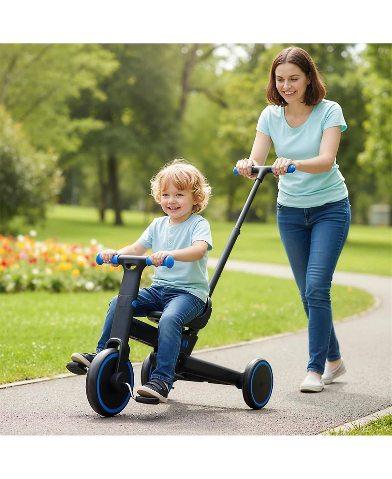Slickblue 4 1 Toddler Tricycle, Foldable with Push Handle and Adjustable Seat