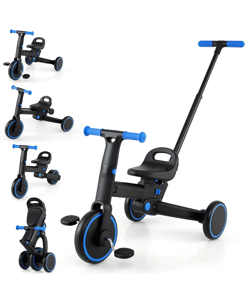 Slickblue 4 1 Toddler Tricycle, Foldable with Push Handle and Adjustable Seat
